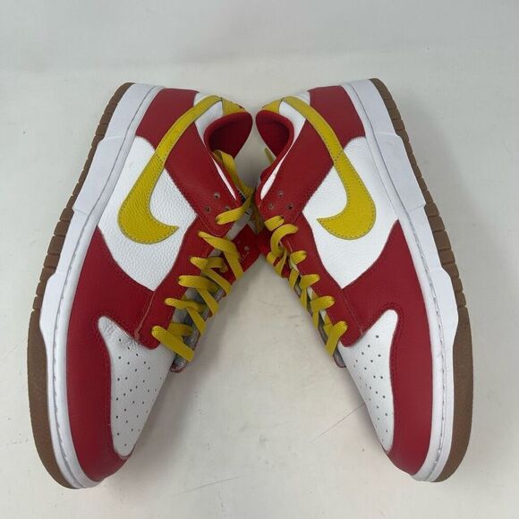 Nike Red White Lace Up Dunk Low Retro USC Low Top Sneakers Shoes Size 12 - Picture 3 of 8